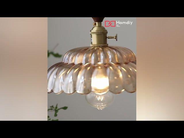 Homdiy Vintage Clear Petal Glass Pendant Light