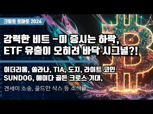 11/16) 강력한 비트 -미 증시는 하락, ETF 유출이 오히려 바닥 시그널?!  이더리움, 쏠라나, TIA, 도지, 라이트 코인SUNDOG, 에이다 골든 크로스 기대,