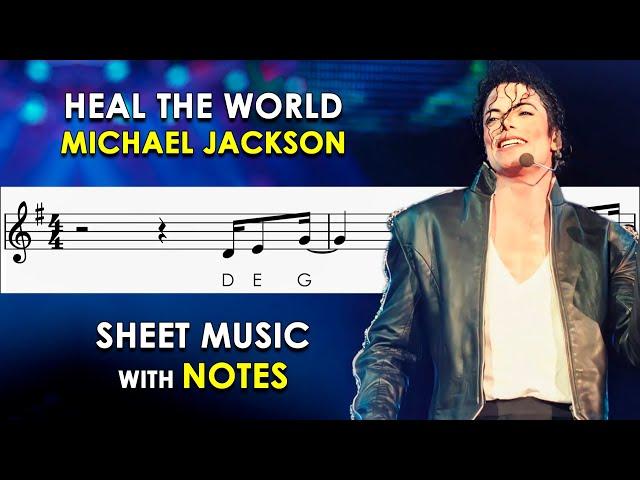 Heal The World | Sheet Music with Easy Notes for Recorder, Violin + Backing Track | Michael Jackson