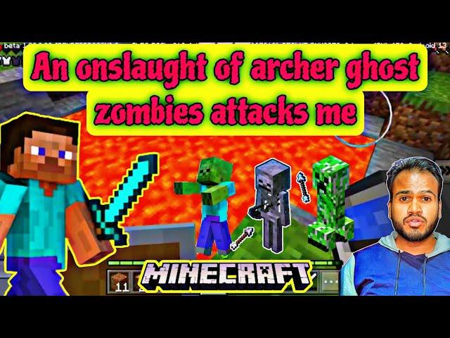 An onslaught of archer ghost zombies relentlessly attacks me in Minecraft.