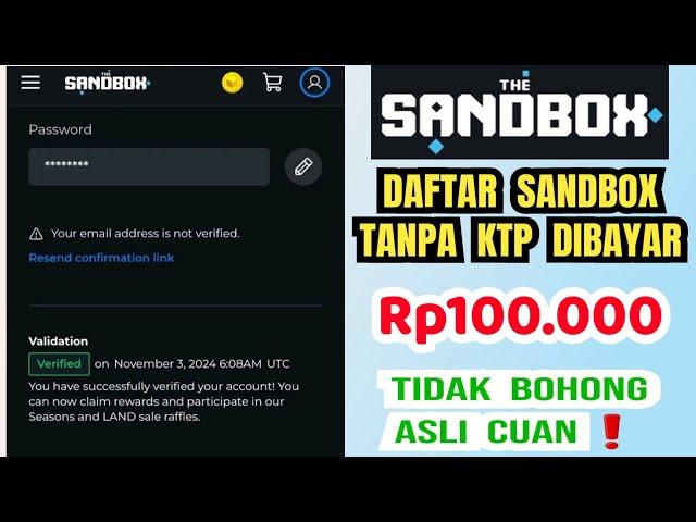 event SANDBOX terbaru || daftar SANDBOX (TANPA MODAL DAN TANPA KYC) langsung dapat uang Rp100.000