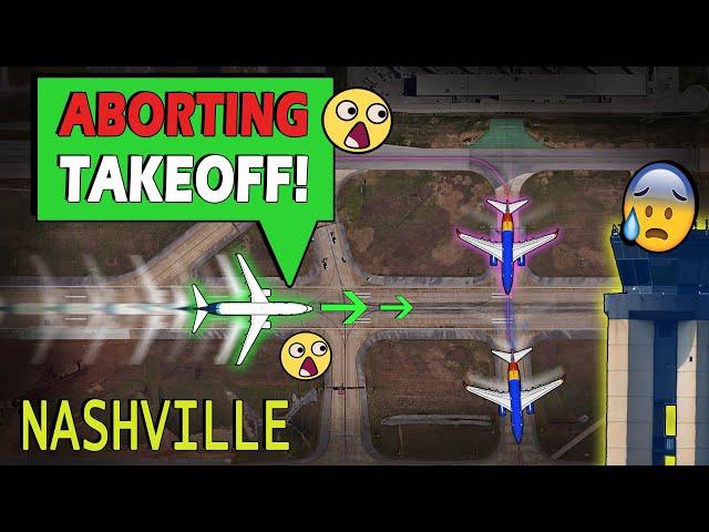 NEAR DISASTER | Alaska Aborts Takeoff, Southwest Crossing Runway at Nashville!