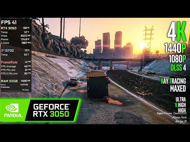 RTX 3050 | GTA V Enhanced - 4K, 1440p, 1080p, DLSS 4 - Ray Tracing, Ultra, V.High, High