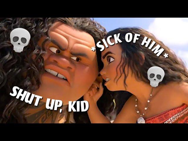 Maui and Moana having a love-hate relationship for over 10 and a half minutes straight 