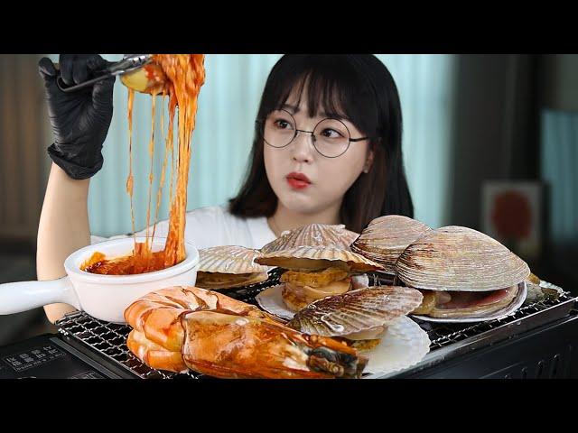 SEAFOOD PARTY GRILLED CLAMS & PRAWN | MUKBANG ASMR