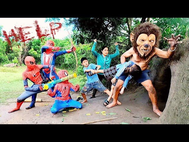 Brave baby Spider-Man squad destroy fercocious Monkey-Man Monster to rescue Spider-Man Girl