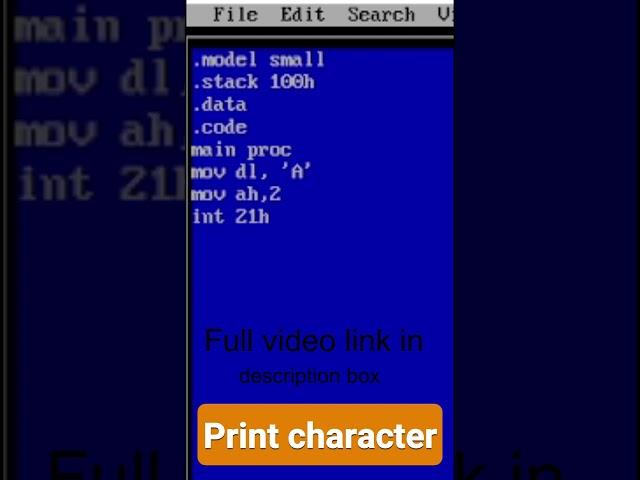 Print character in assembly language. #shorts #programmingshorts