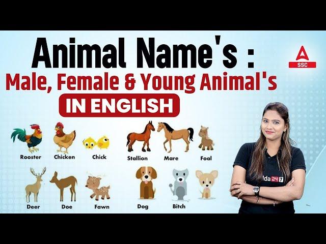 Animal Names | Male Female and Young Animals Names in English By Pratibha Mam