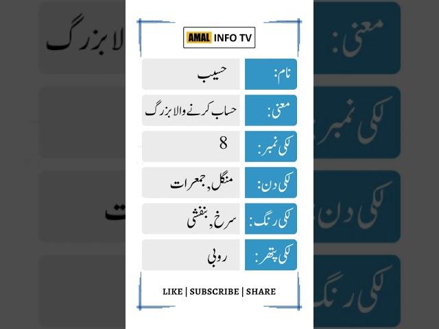 Haseeb Name Meaning in Urdu - Haseeb Name Meaning - Islamic Boy Name - Amal Info TV