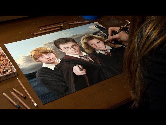 Drawing Harry Potter, Ron Weasley, and Hermione Granger