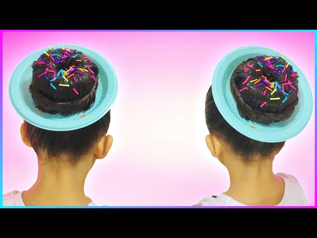 CABELO MALUCO EM 5 MINUTOS: COMO FAZER PENTEADO MALUCO INFANTIL FÁCIL - DONUTS