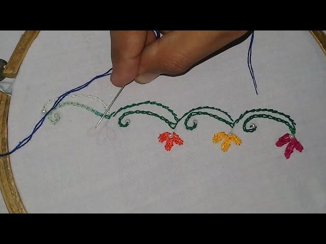 hand embroidery nakshi kantha border line design tutorial  Hand Embroidery All Over design