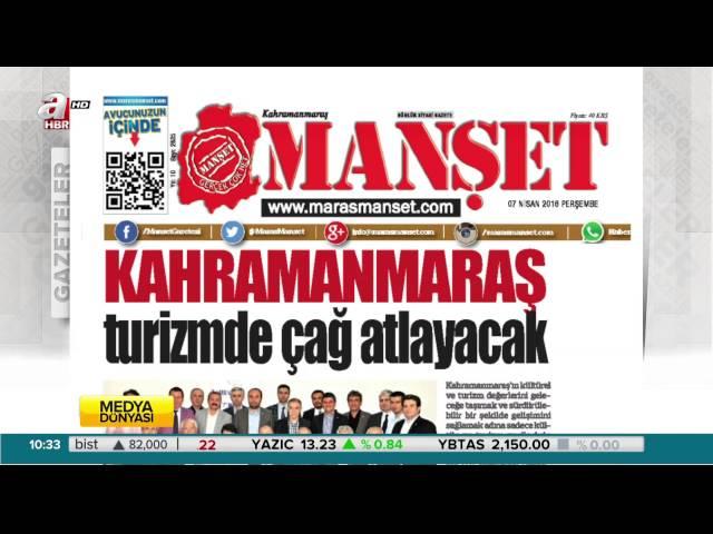 Kahramanmaraş Manşet Gazetesi ahaber'de 07.04.2016
