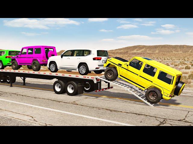 Flatbed Truck Mcqueen  | Transportation with Truck - Pothole vs Car #200  - BeamNG.Drive