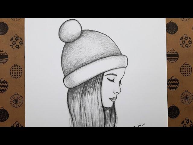 Easy Step by Step How To Draw A Girl Wearing A Beret, Drawing Hobby Pencil Drawing Pictures