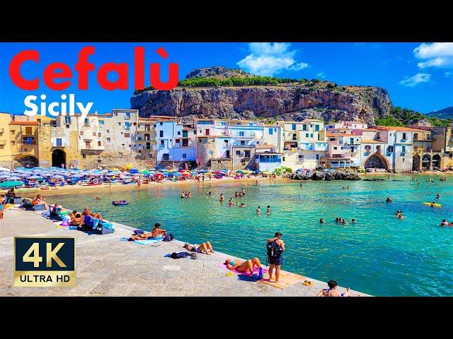 Cefalu Sicily Italy  4K Town and Beach Walking Tour 2022