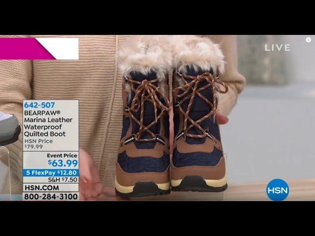 BEARPAW Marina Leather Waterproof Quilted Boot | HSN