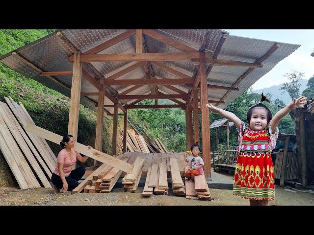 Wood planing process to create a beautiful wall for the wooden house & Harvesting vegetables to sell