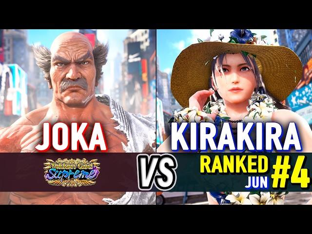 T8  JOKA (Heihachi) vs KIRAKIRA (#4 Ranked Jun)  Tekken 8 Day One Heihachi Mishima