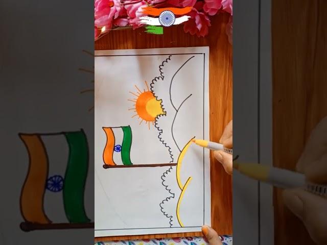 india flag drawing | independence day drawing easy | #shorts