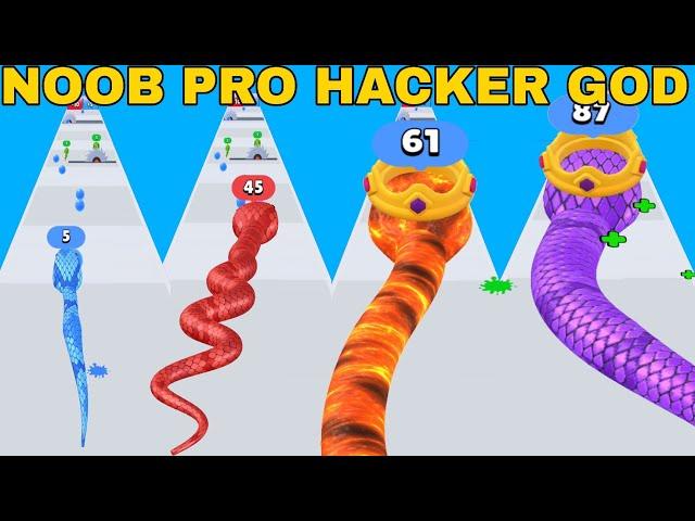 NOOB VS PRO VS HACKER VS GOD  in Snake Run Race |Android and ios