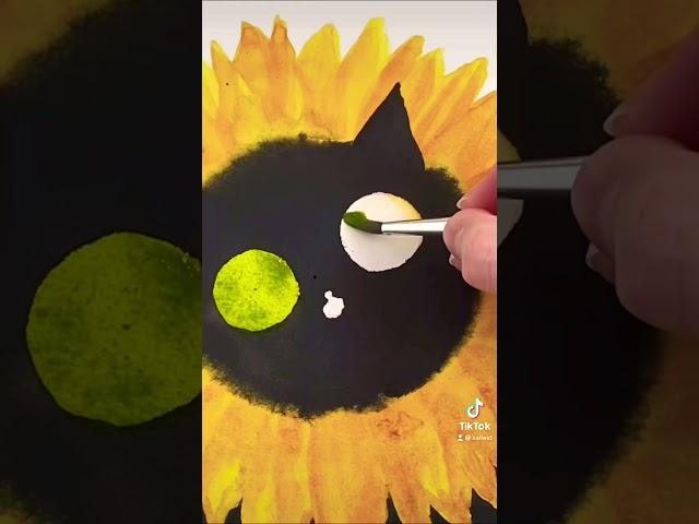 Sunflower Cat SATISFYING Watercolor