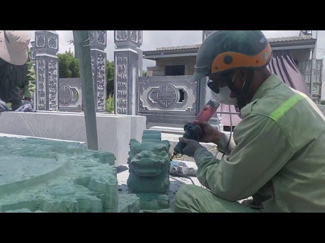 Xem Anh Thợ Đá Ninh Bình Trạm Khắc Con Nghê Đá Xanh Đen Đẳng Cấp | Trạm Khắc Đá Mỹ Nghệ Ninh Bình