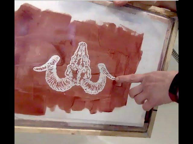 Screenprinting: making a stencil with drawing fluid and screen filler