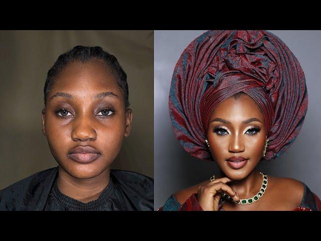 Nigerian Bridal Makeup And Gele Transformation | Detailed Makeup Tutorial