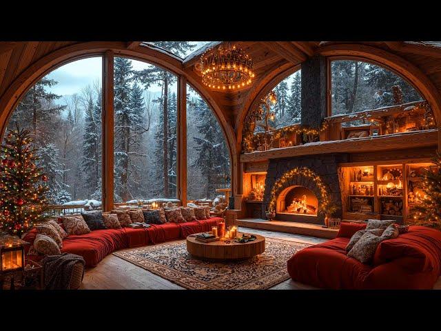 Relaxing Christmas Background Jazz Instrumental Music  Cozy Christmas Ambience & Fireplace Sounds 