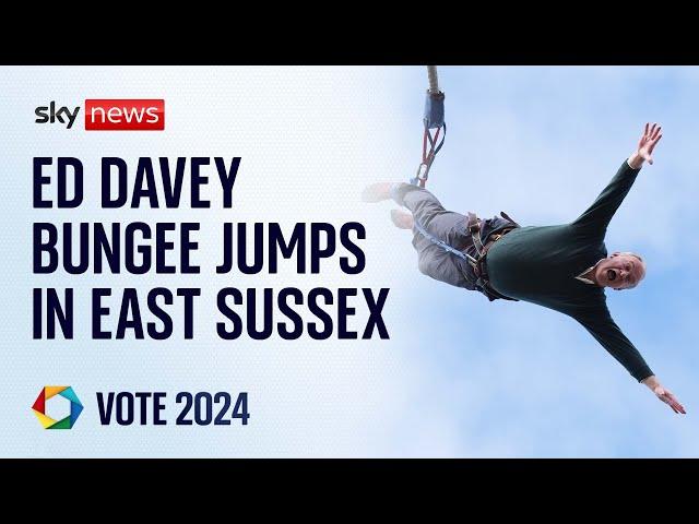 Lib Dem leader Sir Ed Davey bungee jumps on final week of campaign