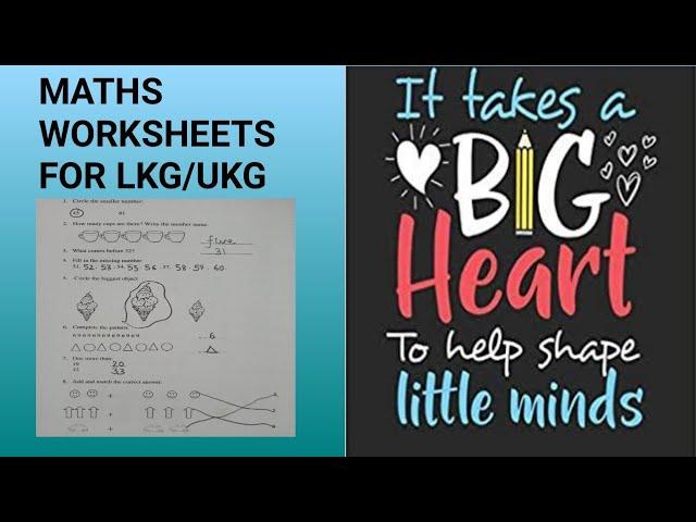 Maths Worksheets for LKG| Maths Worksheets for UKG| Maths Worksheets | DIY