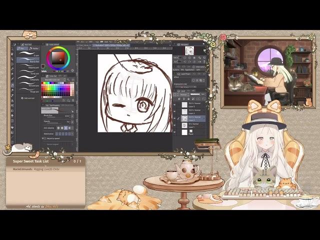 【25/5 Pomodoro Spirit City】Art Timelapse & Live2D Chibi Model Rigging! 【#TrReDiary ・ Marie Edmunds】