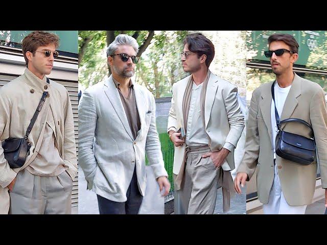 GIORGIO ARMANI Menswear, Street Style And Male Models Outfits. MFW Men's, June 2024.