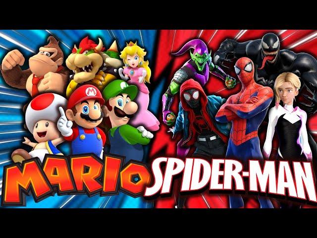 MARIO ​ VS  SPIDER-MAN TEAM | FITNESS RACES BRAIN BREAK | Just Dance and exercise for kids