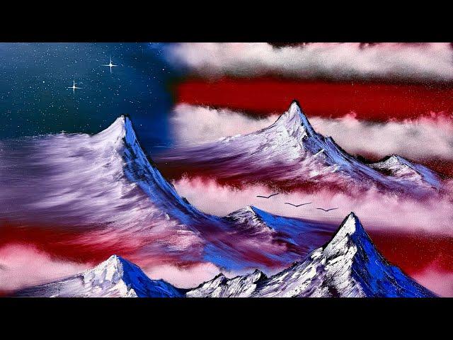 Memorial Day Mountain Flag-Scape Tutorial #LIVEArt #OilPainting #Tutorial #PaintWithJosh #BobRoss