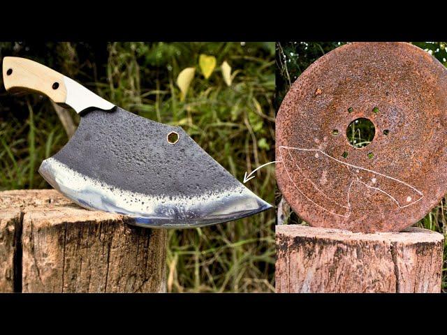 fabricación de HACHA carnicera  con un DISCO de sembradora