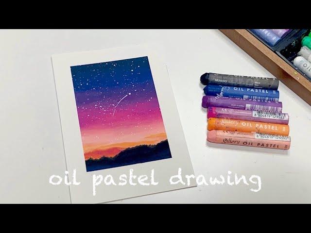 How to draw the night sky with an oil pastel, oil pastel drawing