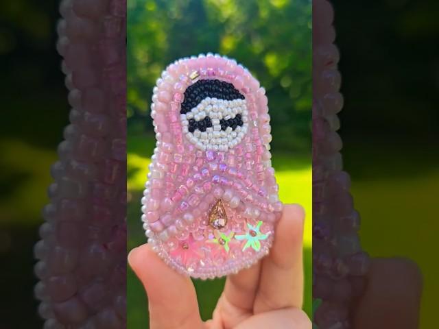 Handmade Beaded Matryoshka Brooch  | Russian Doll Bead Art