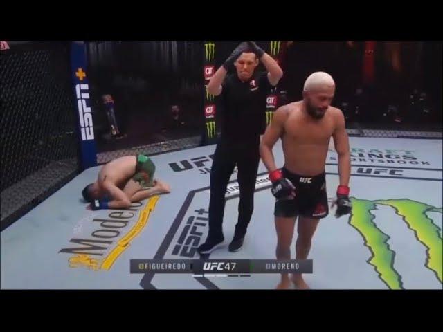 Brandon Moreno Takes Front Kick To The D*ck