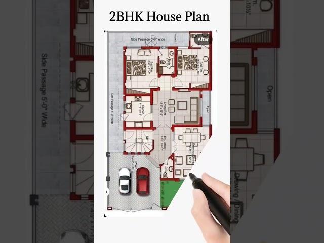 2BHK House Plan | #floorplan #shorts #homedesign