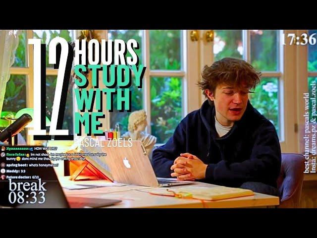 LIVE | 12-HOUR study with me  rain sounds & pomodoro timer 60 & 10