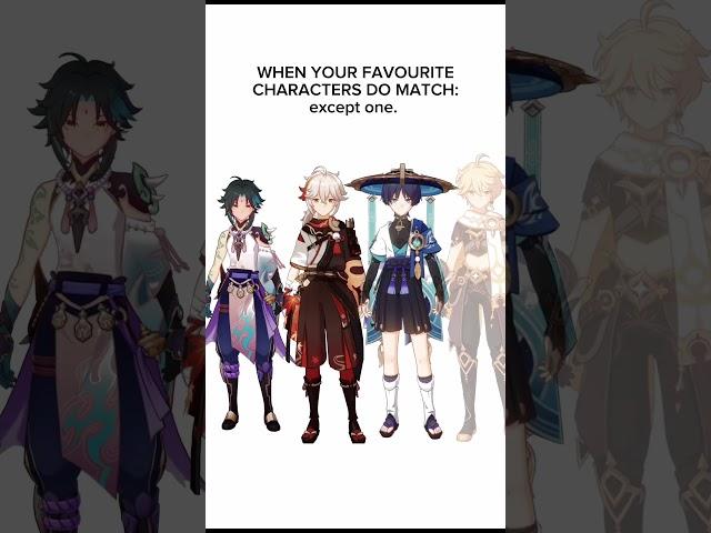 when they all match except one: #xiao #kazuha #wanderer #aether #lyney #genshinimpact