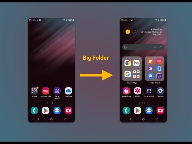 Four ways to create big folder on your android phone Samsung Galaxy S22 Ultra launcher home screen