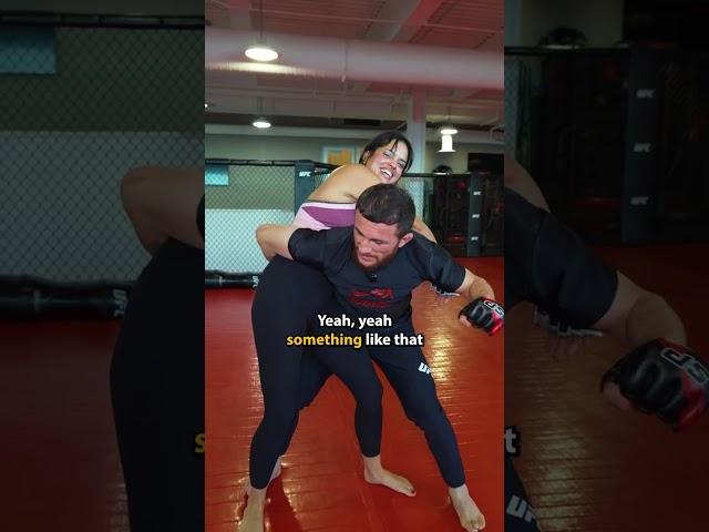 Merab Dvalishvili teaches Nina Drama his SECRET mma takedown #UFC #mma #shorts