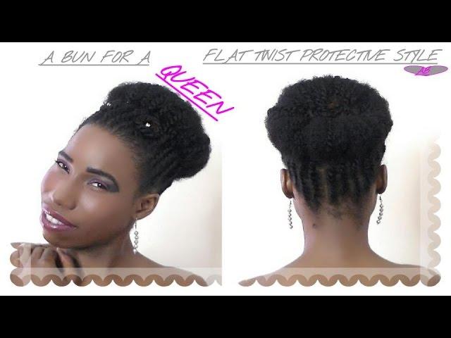 A BUN FOR A QUEEN FLAT TWIST PROTECTIVE STYLE / MEDIUM NATURAL HAIR /