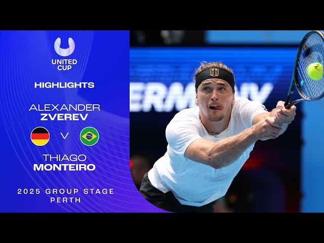 Alexander Zverev v Thiago Monteiro Highlights | United Cup 2025 Group E