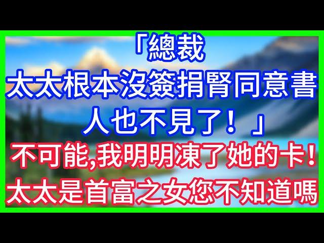【爽文】「總裁，太太根本沒簽捐腎同意書，人也不見了！」「不可能，我明明凍了她的卡！」「太太是首富之女，您不知道嗎？」#情感故事 #生活經驗 #老年生活 #為人處世