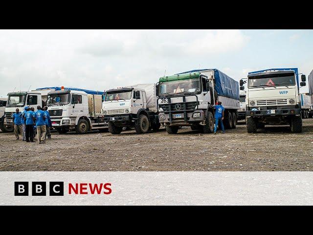 Famine-hit Sudan camp gets first aid convoy in months | BBC News