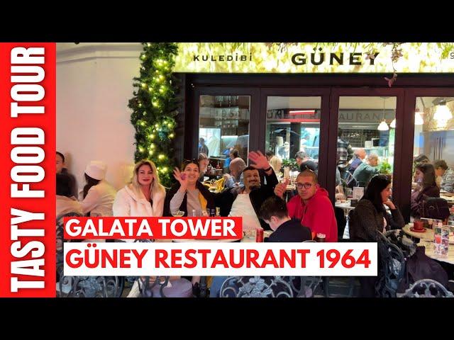 Galata Tower Restaurant Guney Restaurant  Istanbul 2023 Food Tour | 4k Ultra HD | 1964 - Kuledibi